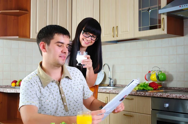 Young couple at breakfast Stock Picture