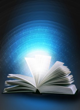 Magic book on a background with the lines and lights clipart