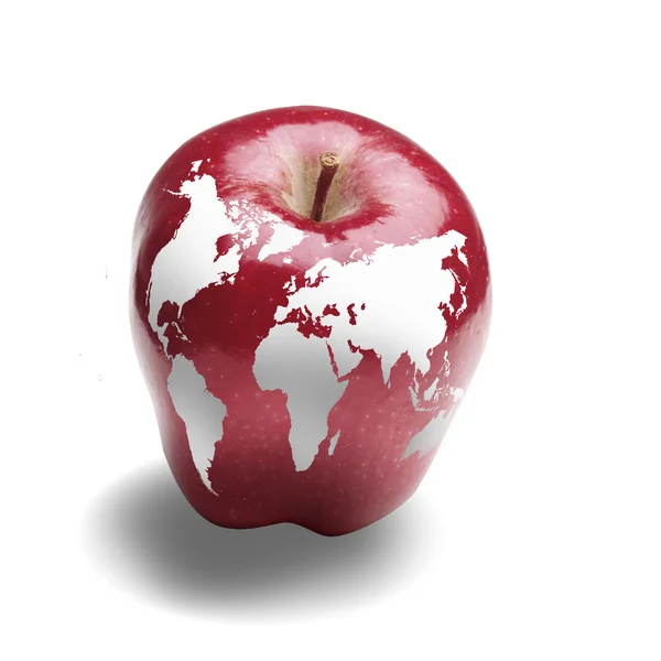 Imagem da Terra causada pela maçã — Fotografia de Stock