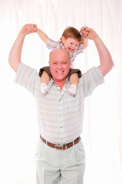 Nonno Suo Nipote Divertono Insieme Simbolo Della Famiglia — Foto Stock