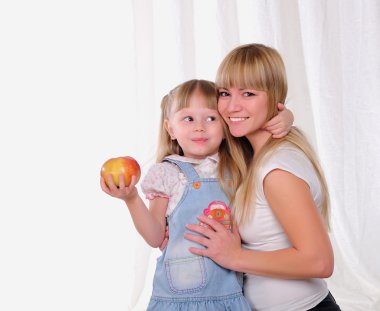 Little girl and her mother clipart