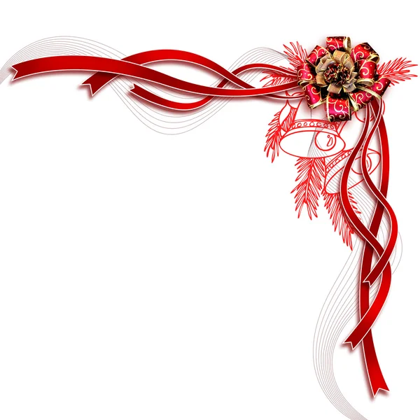Beautiful Design White Background Red Ribbon Red Bow — Stock Photo, Image