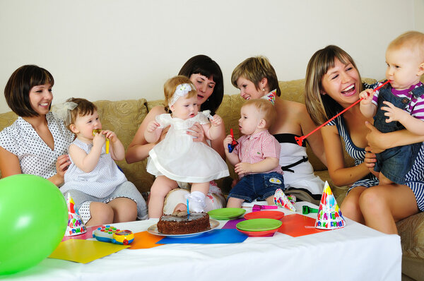 Mothers and their children gathered together to have fun. Children's Holiday
