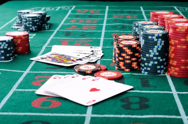 Místo Hráče Pokeru Čipy Karty — Stock fotografie
