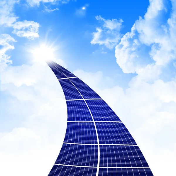 Road Solar Panels Disappearing Sky — Stock Photo, Image