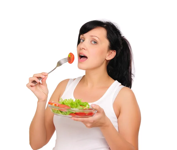 Young Pregnant Woman Chooses Healthy Natural Food — Stock Photo, Image