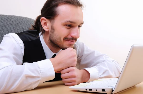 Young Business Man Working Computer Office — Stock Photo, Image