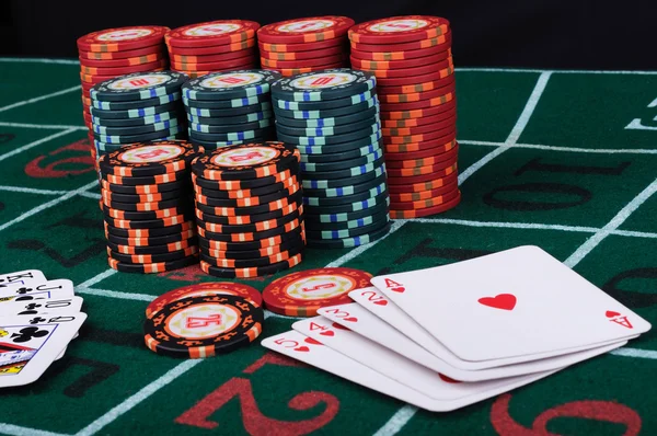 Miejsce Graczem Pokera Żetonów Kart — Zdjęcie stockowe