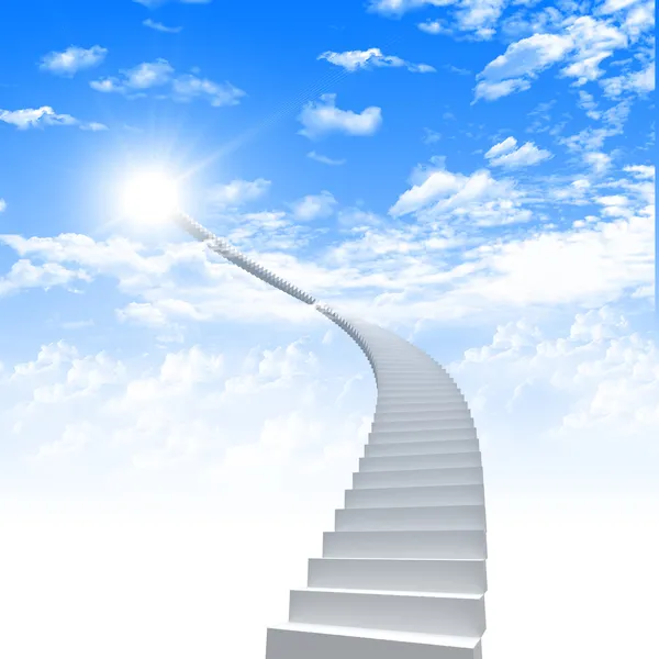 Witte ladder uit te breiden tot een heldere hemel — Stockfoto