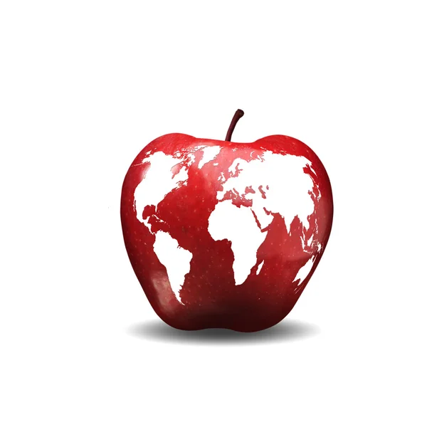 Pohled na zeměkouli, způsobené tím, jablko — Stock fotografie