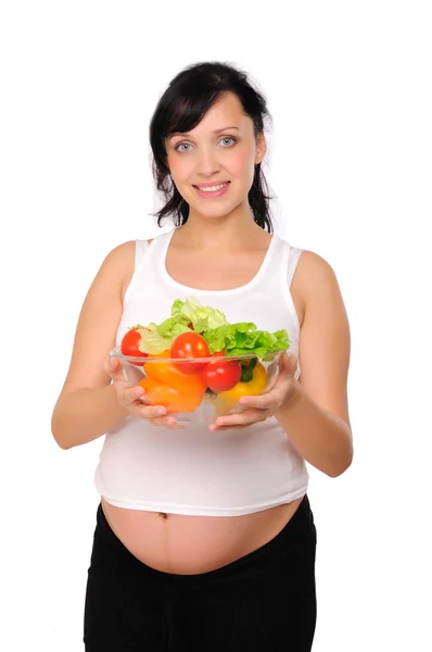 Una Joven Embarazada Elige Alimento Natural Saludable —  Fotos de Stock