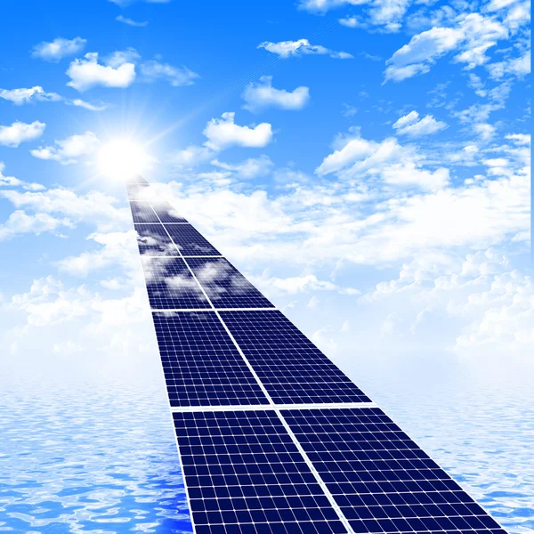 Estrada dos painéis solares — Fotografia de Stock
