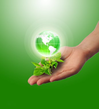 Hands and Earth. Symbol of environmental protection clipart