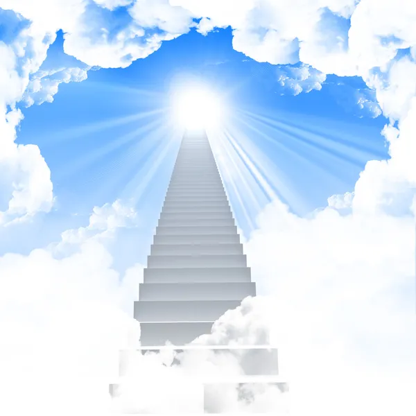 Λευκή σκάλα επέκτασης σε ένα φωτεινό ουρανό — Φωτογραφία Αρχείου