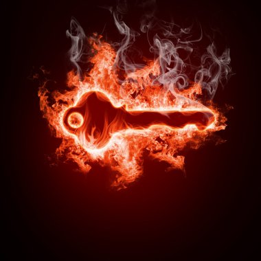 Keys open arms fire on a black background clipart