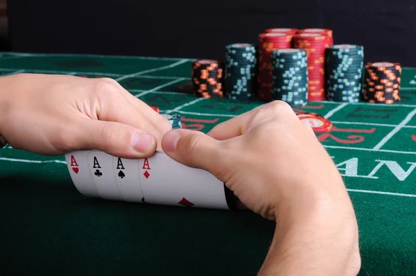 Placez Joueur Poker Puces Cartes — Photo