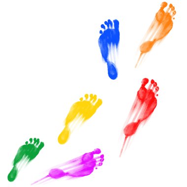 Footprints of different colors clipart