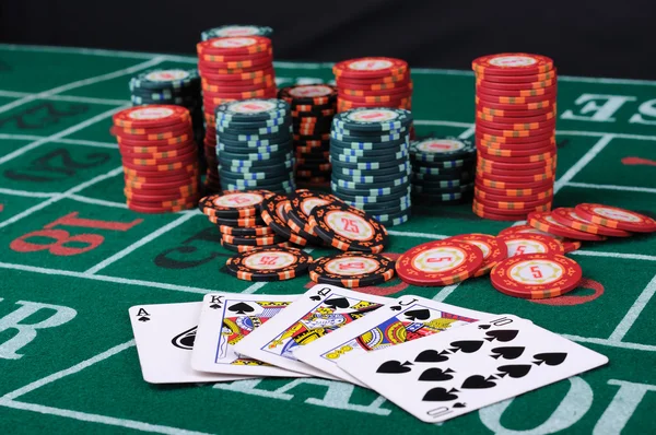 Metti Giocatore Poker Fiches Carte — Foto Stock