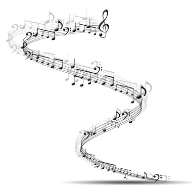 Composition made of note sing against white background as symbol of music clipart