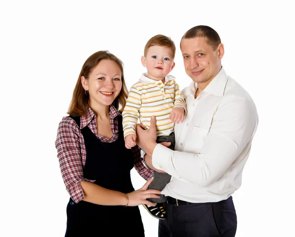 Moeder, vader en hun kind samen in de studio — Stockfoto