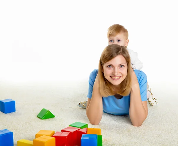 Young mother having fun with son — Stock Photo, Image