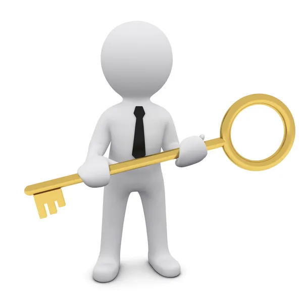3D man with a key — Stock Photo, Image
