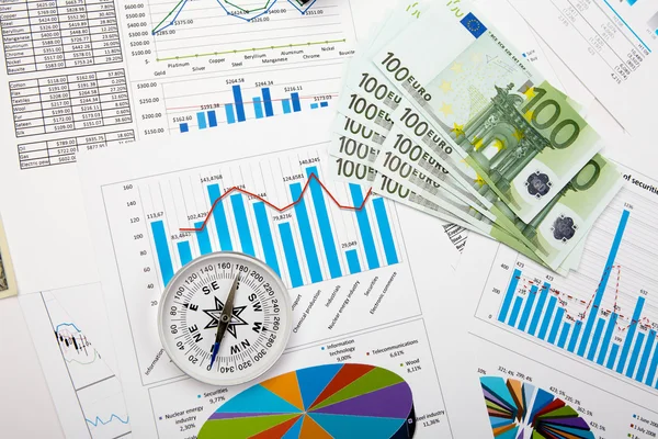 Фінансові Графіки Графіки Столі Євро — стокове фото