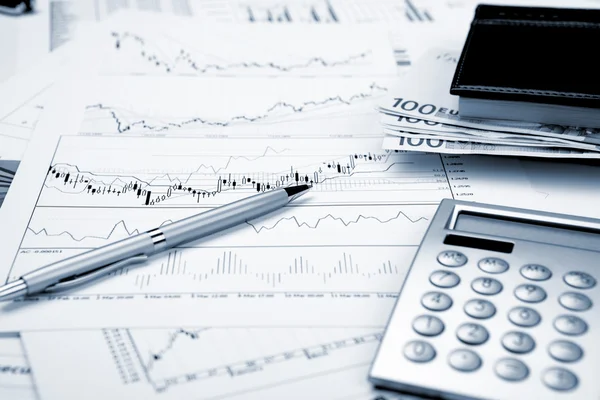 Finansdiagram Och Diagram Tabellen — Stockfoto