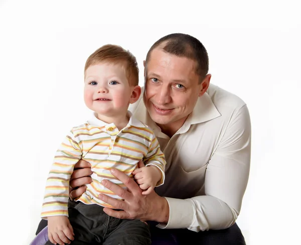 Retrato Pai Com Seu Filhinho Junto — Fotografia de Stock