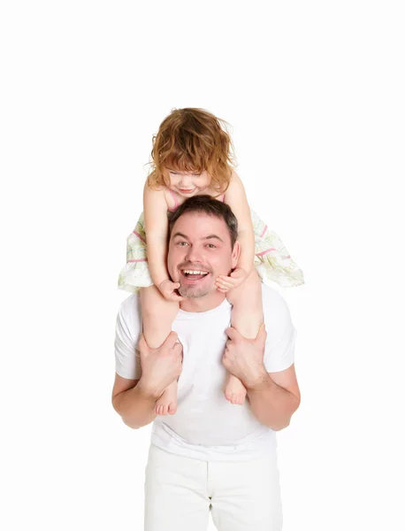 Retrato Pai Com Sua Filhinha Juntos — Fotografia de Stock