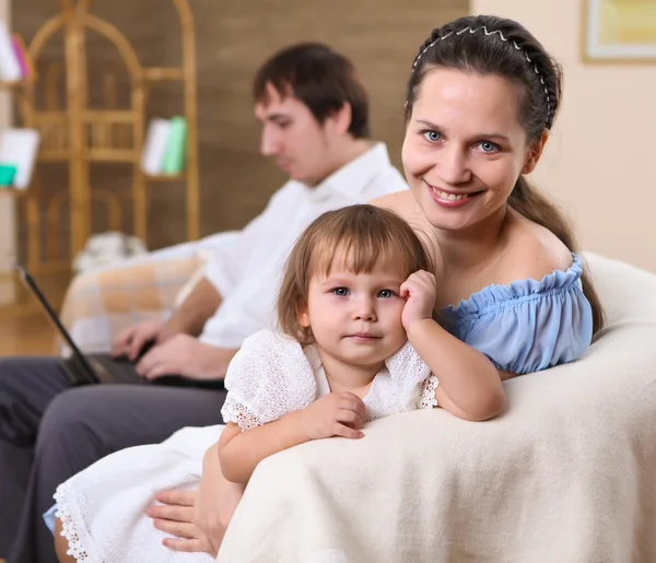 stock image Young family at home with a daughter