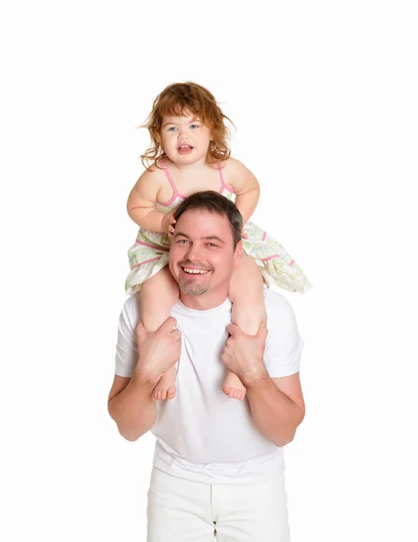 Porträt Eines Vaters Mit Seiner Kleinen Tochter Zusammen — Stockfoto