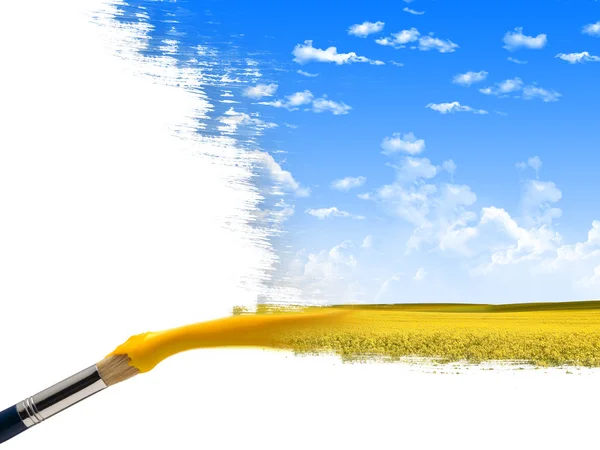 Yaz Doğanın Sanatçı Fırça Boyama Resmi — Stok fotoğraf