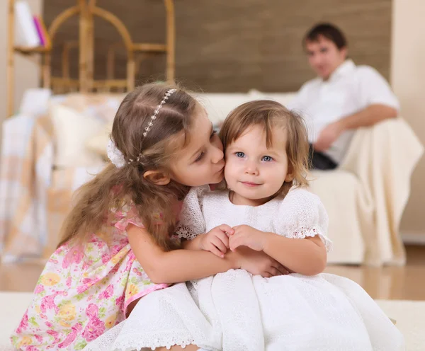 Two little sisters together — Stock Photo, Image