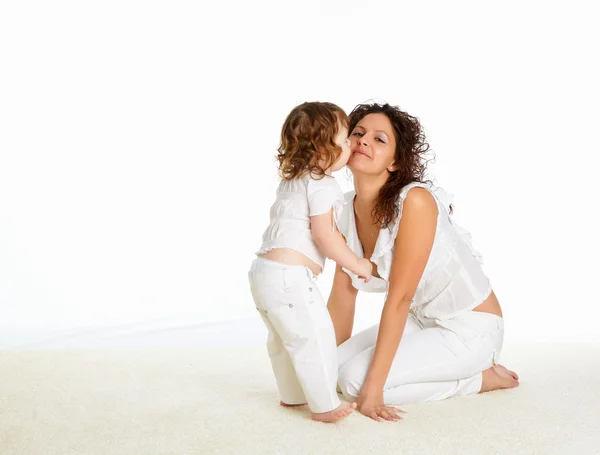 Young Mother Having Fun Her Little Son Floor — Stock Photo, Image