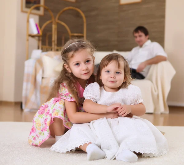 Two little sisters together — Stock Photo, Image
