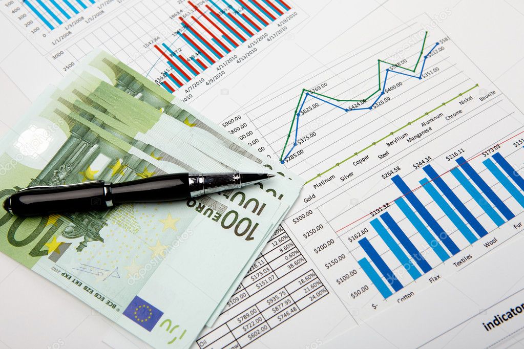 Financial charts and graphs ON TABLE with bonds