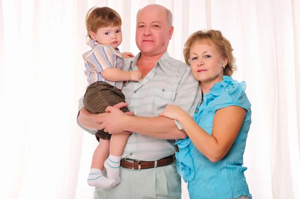 Großmutter Großvater Und Enkel Verbringen Zeit Miteinander Symbol Der Familie — Stockfoto
