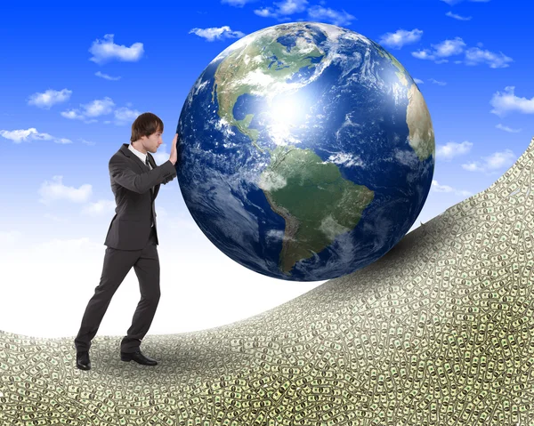 Business man with a globe — Stock Photo, Image