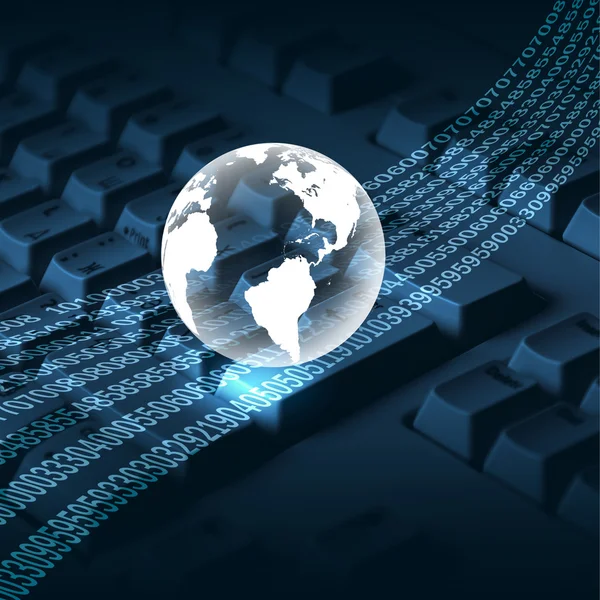 Bild Datorns Tangentbord Som Symbol För Globala Nätverk — Stockfoto