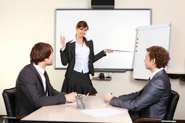 Young Business Woman Making Presentation Office — Stock Photo, Image