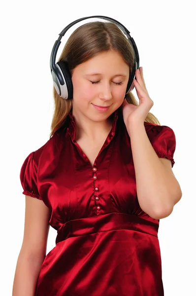 Teini tyttö studiossa kuulokkeet — kuvapankkivalokuva