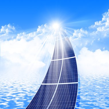 The road from the solar panels disappearing in the sky clipart