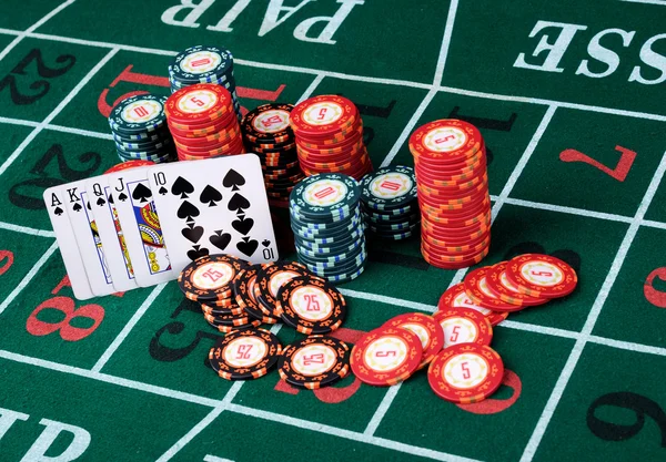 Placera Pokerspelare Kort Och — Stockfoto