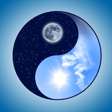 Symbol of yin and yang of the background. clipart