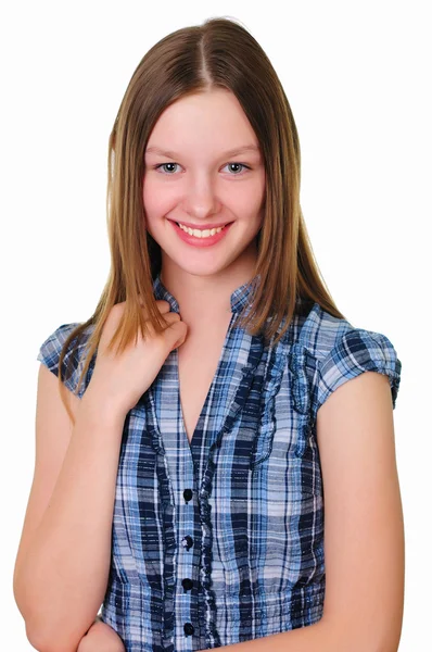 Ein Teenager Mädchen Studio Vor Weißem Hintergrund — Stockfoto