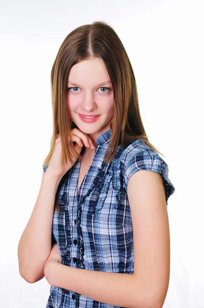 Девушка Подросток Студии Белом Фоне — стоковое фото