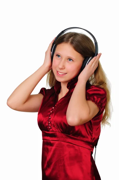 Teini tyttö studiossa kuulokkeet — kuvapankkivalokuva