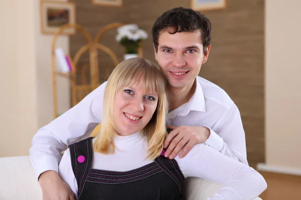 Happy Young Couple Love Home Together — Stock Photo, Image