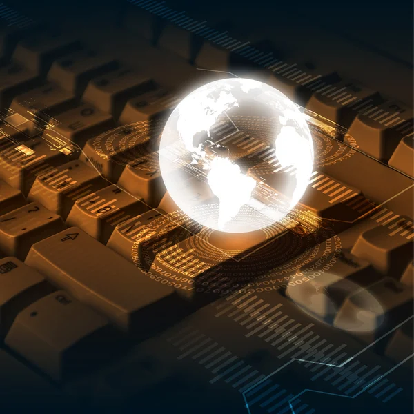 Bild Der Computertastatur Als Symbol Des Globalen Netzwerks — Stockfoto